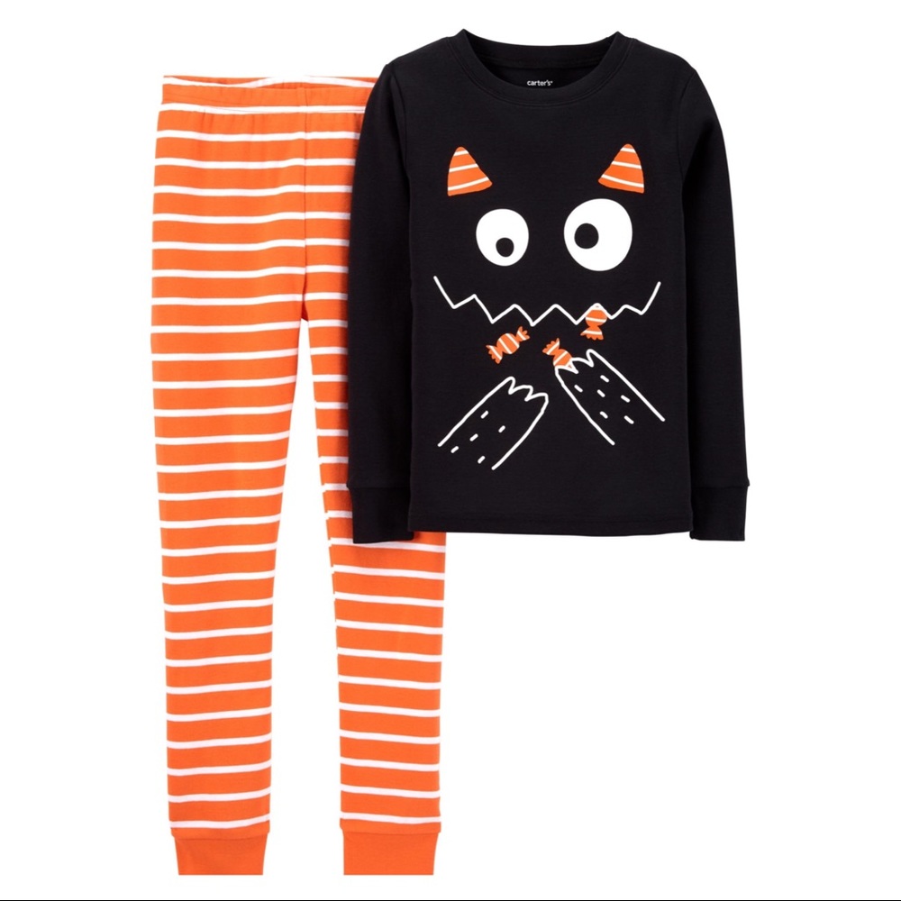 Carter’s Kids Cat or Candy Monster Shirt and Pants Pajamas Halloween